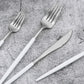 Gugrida 20-Piece 18/10 Stainless Steel Flatware Silverware, Luxury Dinnerware Set Travel Cutlery Tableware Include Knife Fork Spoon Service for 4, Dishwasher Safe (White Handle Matte Silver)