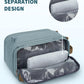 WANDF Toiletry Bag for Men Travel Toiletry Organizer Canvas and Leather Dopp Kit Water-Resistant Shaving Bag for Travel Accessories (Pale Blue, Large) - Roamly