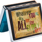 Silver Vintage Pill Box 7 Day Metal Pill Box with Mirror and 8 Compartments Cute Travel Pill Organizer for Purse (Christian Bible Verse)