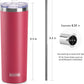 koodee 20 oz Skinny Tumbler (2 Pack) Stainless Steel Double Wall Insulated Water Tumbler Cup with Lid and Straw, Slim Travel for Women Diy Birthday Gift (Wine Red-Sky blue)