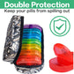 Serfeymi Weekly Travel Pill Organizer 2 Times A Day AM PM Upgraded Rainbow Pill Box 7 Day with Portable Zipper PU Leather Pill Case, Medicine Organizer for Pills, Vitamins, Fish Oils - Brown 03