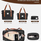 LONG VACATION 6 Piece Luggage Set Carry on Suitcase with ABS+PC hardshell, Spinner Wheels & YKK Zipper TSA Lock (BLACK-BROWN, 6 piece set)