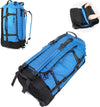 Vomgomfom 86L Collapsible Wheeled Luggage With Removable Backpack Straps,Waterproof Rolling Duffle Bag with Quilted Base,No Telescope Handle,Blue - Roamly