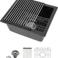 Dcolora 18 Inch Quartz Composite Black Wet Bar Sink Undermount Small Prep Granite Composite Kitchen Sink RV Single Bowl Under Counter, 18"x 16", DC-GU7746