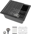 Dcolora 18 Inch Quartz Composite Black Wet Bar Sink Undermount Small Prep Granite Composite Kitchen Sink RV Single Bowl Under Counter, 18"x 16", DC-GU7746