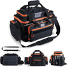 Goture Fishing Tackle Bag, Store Up to 4PCS 3700 Plus 2PCS 3600 Tackle Trays(Not Included), 600D Soft Side Gear Fishing Bag with Rod Straps,Detachable Water Bottle Pouch,Waterproof Bottom,SBS Zippers