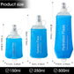 GYGYL Soft Flask, TPU Collapsible Soft Water Bottle for Hydration Pack, Running Vest, Leak-Proof Folding Water Bottle for Hiking Cycling Climbing Jogging-150ml Blue