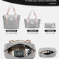 LONG VACATION 6 Piece Luggage Set Carry on Suitcase with ABS+PC hardshell, Spinner Wheels & YKK Zipper TSA Lock (GREY-PINK, 6 piece set)