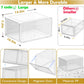 12 Pack Clear Shoe Storage Organizer with Magnetic Door,Stackable Plastic Shoe Boxes for Sneakers,Boots,and Heels,Space-Saving Foldable Shoe Rack for Closet,Durable Shoe Cabinet Organizer,White