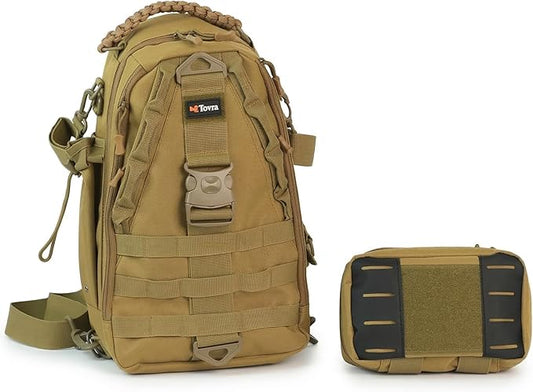 Tovra Fishing Tackle Backpack with Removable Storage Pouch – Compact Sling Pack with MOLLE Webbing, Multiple Compartments & Waterproof Nylon for Fishing, Hiking & Outdoor Gear Organization