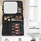 Relavel Makeup Bag with LED Mirror Travel Train Case Large Cosmetic Bags Organizer with Lighted Up Mirror with 3 Color Lights, Adjustable Brightness, Adjustable Dividers and Shoulder Strap (Black)
