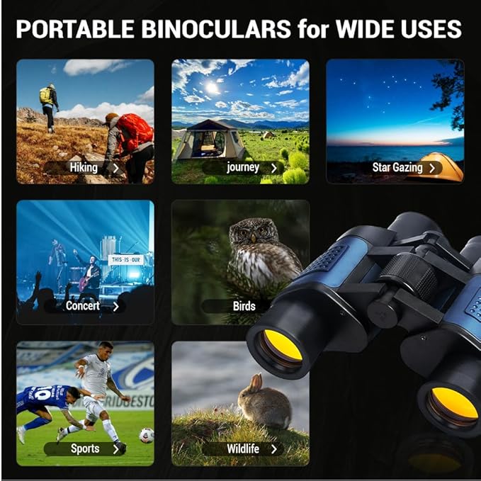 20x50 High Powered Binoculars for Adults, Waterproof Compact Binoculars with Low Light Vision for Bird Watching Hunting Football Games Travel Stargazing Cruise with Carrying Bag