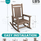 SERWALL Outdoor Rocking Chair, HDPE Patio Rocking Chair All-Weather Porch Rocker for Balcony, Yard, Brown