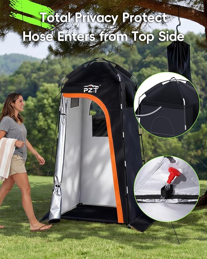 Large Shower Tent, Portable Privacy Tent with Mesh Floor & Carrying Bag, Lightweight & Sturdy, Easy Set Up, Portable Changing Room for Camping & Hiking, Fishing, Beach