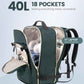 LOVEVOOK Travel Backpack for Women & Men 40L,Airline Approved Carry On Backpack Travel Essentials,TSA Carry on Luggage,Waterproof Personal Item Travel Bag,Suitcase with 3 Packing Cube,Dark green-Black
