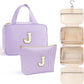 YOOLIFE Travel Toiletry Bag Makeup Bag - Hanging Toiletry Bag for Women, Portable Toiletries Travel Bag and Cosmetic Bag, Airplane Travel Essentials Travel Toiletry Bag - Letter J, Purple
