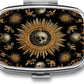 Metal 2 Compartment Pill Organizer Travel Friendly Portable Compact Pill Box Cute Pill Case,for Pocket Wallets Daily Portable Medicine Vitamin Tablet Storage (The Skeleton in The Center)