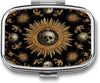 Metal 2 Compartment Pill Organizer Travel Friendly Portable Compact Pill Box Cute Pill Case,for Pocket Wallets Daily Portable Medicine Vitamin Tablet Storage (The Skeleton in The Center)