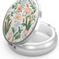 Pill Box 3 Compartment Medicine Pill Case,Portable for Pocket or Purse Pill Box Decorative Metal Medicine Vitamin Organizer Unique Gift(Floral Flower)
