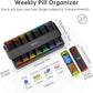Weekly Pill Organizer 2 Times a Day, KOVIUU Large Travel Pill Box 7 Day, Am Pm Twice Daily Pill Case with Rotatable Handle, Pill Holder Container for Vitamin, Medicine, Supplement, Translucent-Black