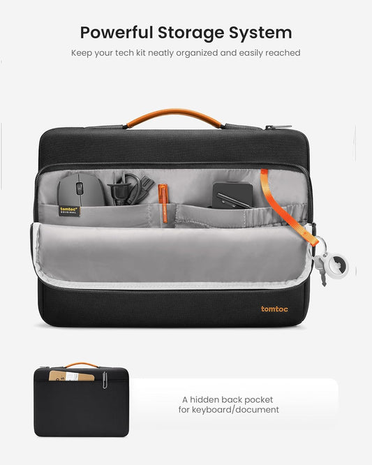 tomtoc 360° Protective Laptop Sleeve for 13.5-14.4 Inch Surface Laptop 6/5/Studio 2/1, Surface Book, Water-Resistant Shockproof Carrying Case Bag for Acer Aspire/Swift, ASUS Vivobook/Zenbook 14, Black
