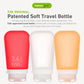 humangear GoToob+ 3-Pack (Large) | Refillable Silicone Travel Bottle | Locking Lid | Food-Safe Material, Clear/Red/Orange, Large (3.4 fl.oz.; 100ml)