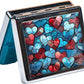 Silver Vintage Pill Box 7 Day Metal Pill Box with Mirror and 8 Compartments Cute Travel Pill Organizer for Purse (Colorful Heart)
