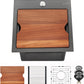 Kitchen Sink, 15 x 15 x 10 inch Kitchen Sinks Small Bar Prep Sink 16 Gauge Gunmetal Black Drop in Kitchen Sink Single Bowl Workstation Sink with Cutting Board