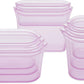 Zip Top Reusable Food Storage Bags | Full Set of 8 [Lavender] | Silicone Meal Prep Container | Microwave, Dishwasher and Freezer Safe | Made in the USA