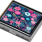 Silver Vintage Pill Box 7 Day Metal Pill Box with Mirror and 8 Compartments Cute Travel Pill Organizer for Purse (Colorful Floral Pattern)