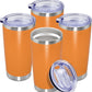 20 oz Tumbler Coffee Tavel Tumblers Bulk with Lid Stainless Steel Double Wall Vacuum Insulated Mug Powder Coated Cups fit Car Cupholder for Hot and Cold - Orange, 4Pack