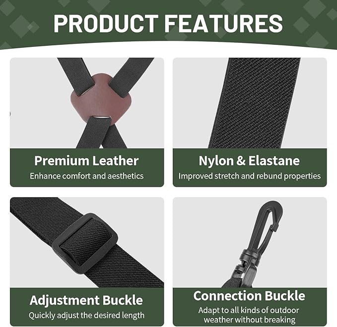 Binocular Harness Strap Compatible with Vortex Binoculars, X-Shape Adjustable Bino Chest Harness for Hunting, Birding, Hiking & Outdoor Activities, Comfortable Decompression Strap System