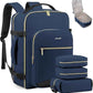 LOVEVOOK Travel Backpack for Women & Men 40L,Airline Approved Carry On Backpack Travel Essentials,TSA Carry on Luggage,Waterproof Personal Item Travel Bag,Suitcase with 3 Packing Cube,Blue green-Black
