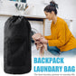 Laundry Bag Backpack,Olosar Extra Large Travel Laundry Bag with Mesh Pocket & Adjustable Shoulder Straps,Dirty Clothes Travel Bag for College Students Dorm,Apartment(Black)