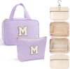 YOOLIFE Birthday Gifts for Women Teen Girls - Hanging Toiletry Bag Initial Makeup Bag, Personalized Large Toiletry Bag, Gifts for Women Teen Girls Daughter Sister - Letter M, Purple