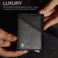 Jenoss Smart Wallet For Men: Full Grain Leather, Handcrafted, Slide Metal Pop Up Grey Case, Slim RFID Blocking Credit Card Holder, Minimalist Compact 12 Cards Slot Organizers ID Money Clip (Carbon)