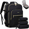 LOVEVOOK Travel Backpack for Women & Men 50L,Airline Approved Carry On Backpack Travel Essentials,TSA Carry on Luggage,Waterproof Personal Item Travel Bag,Suitcase with 3 Packing Cubes,Black-Black