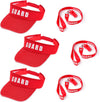Halloween Guard Visor Hat Emergency Whistles with Lanyard Red Guard Hat Sun Visor Caps for Men and Women Costume