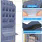 Over The Door Shoe Organizer with Large Deep Pockets Hanging Multifunction Shoe Holder for Narrow Door Dorm Closet, Grey 16 Pockets