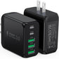 [2-Pack]50W USB C Wall Charger Block, 5-Port C Charger Fast Charging Block PD Power Adapter +QC 3.0 Multiport Type C Box Brick Cube USB A Wall Plug for iPhone 16/15/14/13 Pro Max,Samsung Galaxy(Black) - Roamly