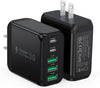 [2-Pack]50W USB C Wall Charger Block, 5-Port C Charger Fast Charging Block PD Power Adapter +QC 3.0 Multiport Type C Box Brick Cube USB A Wall Plug for iPhone 16/15/14/13 Pro Max,Samsung Galaxy(Black) - Roamly