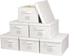 Large 17''x12'' Quart Collapsible Stackable Storage Bins with Lids, 6 Packs Off White Fabric Closet Boxes with Lids, Storage Cube Baskets Container Organizers for Bedroom Office(17''x12.2x''8'')