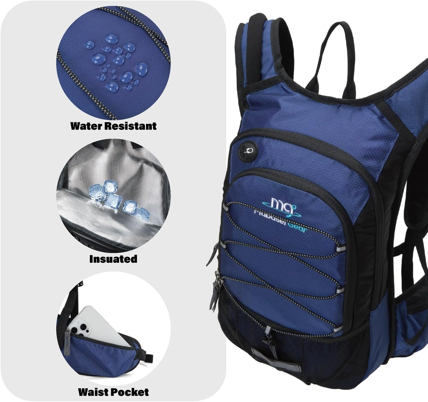 15L Insulated Hydration Backpack Pack with 2L Water Bladder Lightweight Hiking Backpack Bag for Women Men Daypack for Hiking Running Festival Camping Biking - Roamly