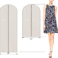Zilink 65'' Dress Bags for Gowns Long Clear Garment Bags for Hanging Clothes Foldable Dress Covers Garment Bag for Closet Storage and Travel - Beige, 3 Pack