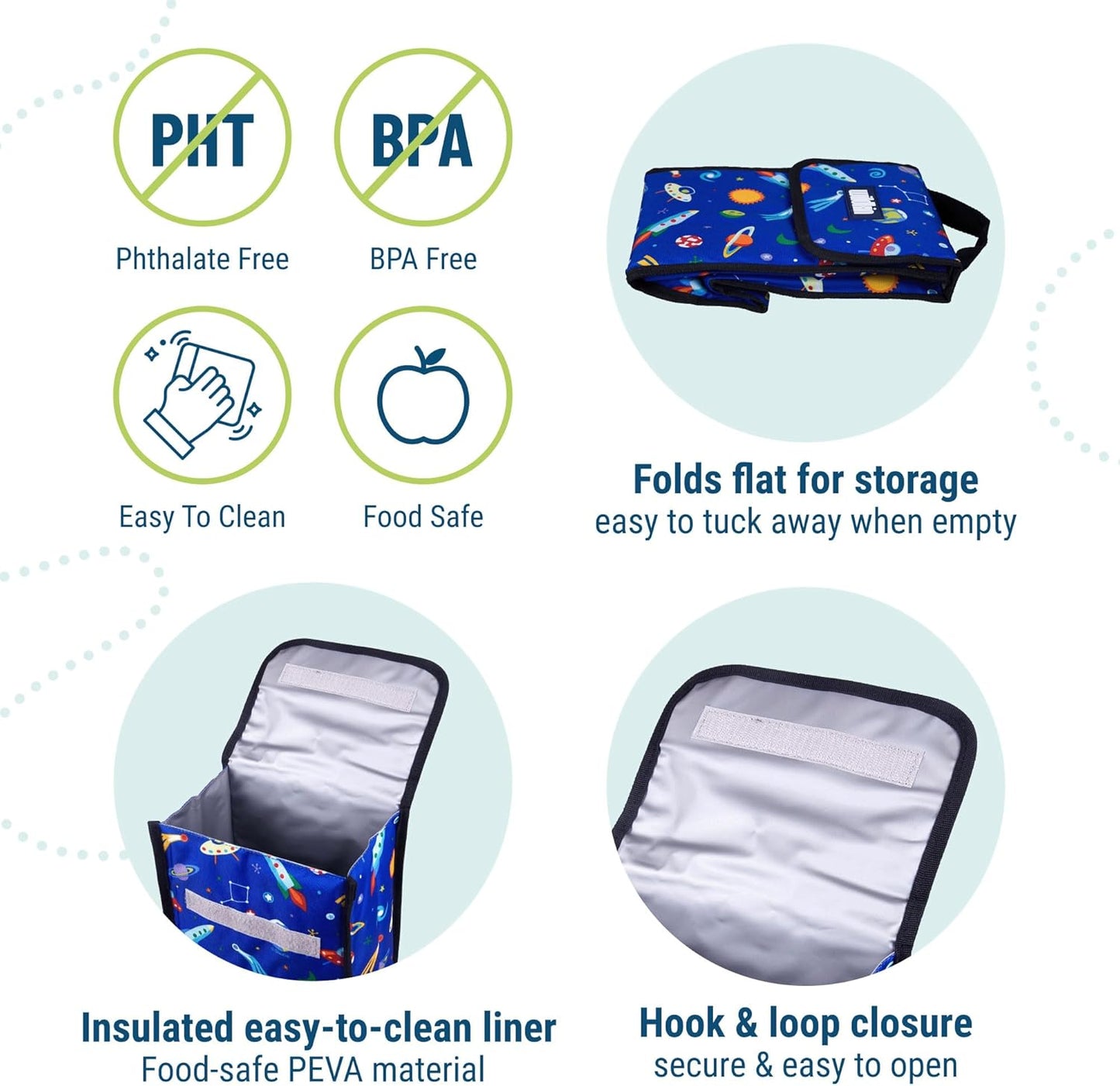 Wildkin Kids Insulated Lunch Bag – Reusable, Ideal for Hot/Cold Snacks, School & Travel - Out of this World