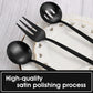 Matte Black Serving Silverware Set, 5-Piece Round Shared Utensils Set of Stainless Steel, Hostess Flatware Serving Set, Satin Finish, Dishwasher Safe