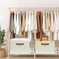 GhvyenntteS Large Fabric Storage Bins with 3 Handles, 15x11x9.6 Inch Storage Baskets for Shelves, Foldable Closet Storage Bins for Shelves, Closet Organizers and Storage Boxes, Beige