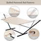 ANOW Outdoor Hammock with 12 Feet Heavy Duty Steel Stand, Two Person Hammock with Stand Included, 450 LBS Weight Capacity, Cream