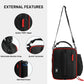 MIER Expandable Lunch Bag Insulated Lunch Box for Men to Work Travel Portable Lunchbox Bags with Shoulder Strap and Water Bottle Holder(Black/Red)