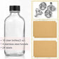 18 Pack, 2 oz Small Clear Glass Bottles w/ Lid & 4 Stainless Steel Funnels - 60ml Boston Sample Bottles - Mini Travel Essential or Decorative Bottles for Potion, Juice, Wellness, Ginger Shots, Whiskey